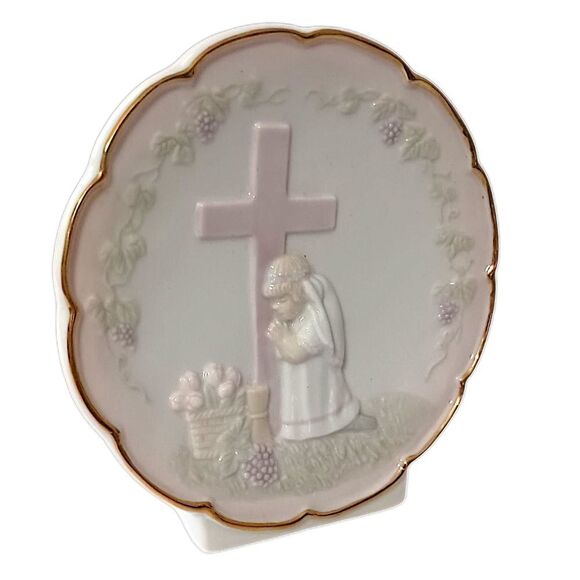 Praying Girl Porcelain Night Light Lamp Boudoir Bedside Religious Cross Vintage. - Picture 4 of 15